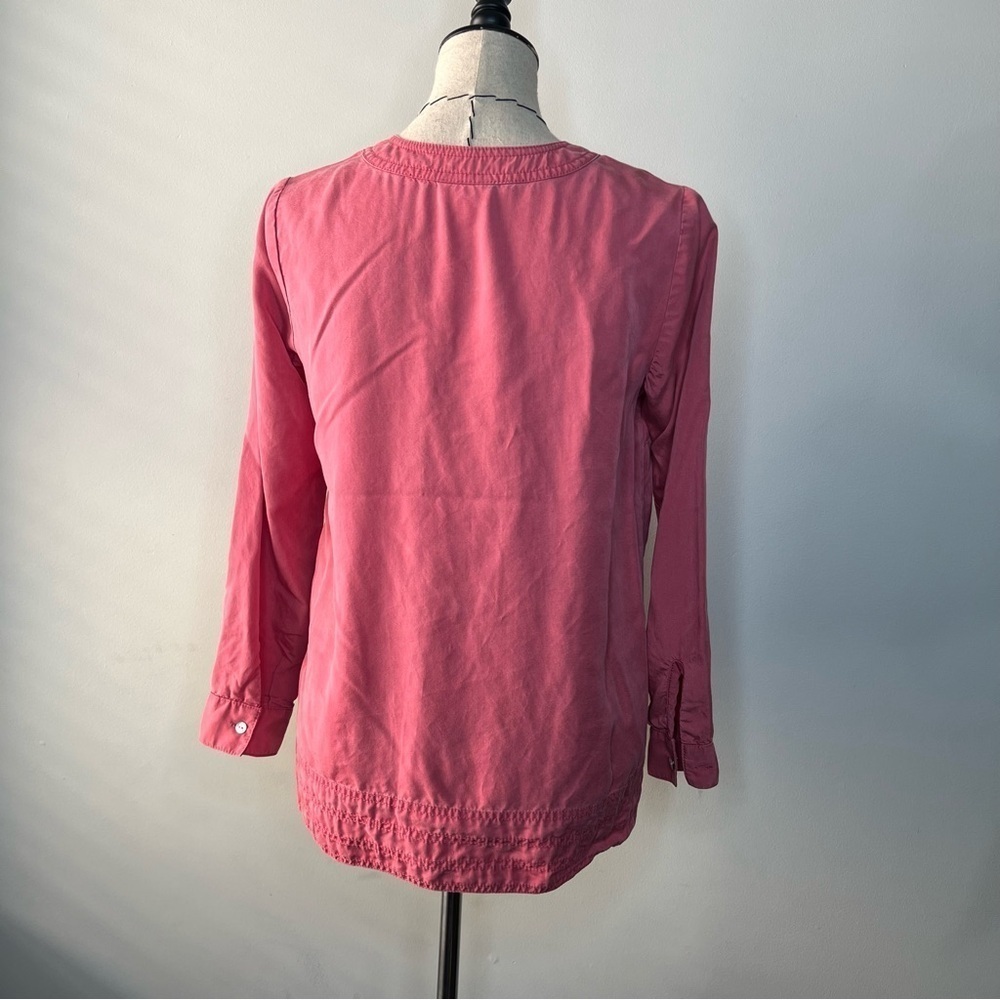 J. Jill pink tunic style lace up closer top long sleeve button cuff sz small SP - Picture 4 of 12
